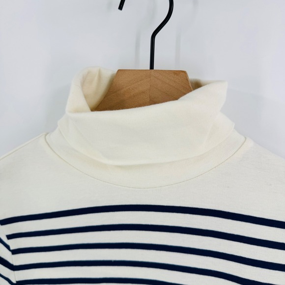 J. Crew Breton Striped Turtleneck Ivory Navy Blue Size S NWT Nautical Preppy - Picture 4 of 6